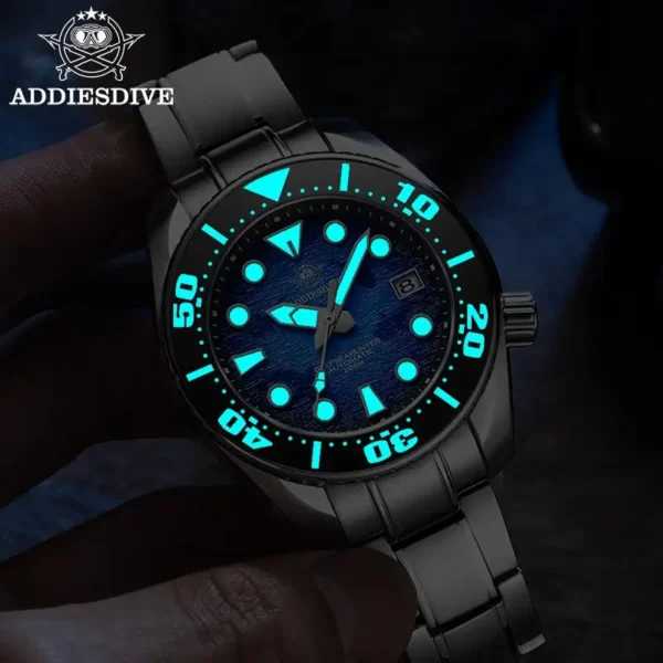 Reloj Automático de Lujo para Hombre ADDIESDIVE AD2102 – Sumergible 200 m, BGW9 Superluminiscente - Imagen 2