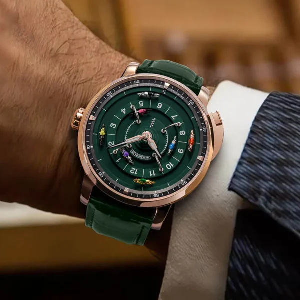PINDU P6652 Reloj Mecánico Automático NH35A con Cristal de Zafiro, Correa de Piel Lumínica e Inspiración en Carreras de Caballos (copia) - Imagen 3