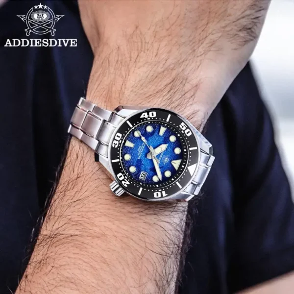 Reloj Automático de Lujo para Hombre ADDIESDIVE AD2102 – Sumergible 200 m, BGW9 Superluminiscente - Imagen 5