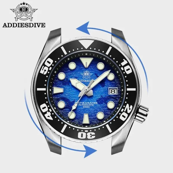 Reloj Automático de Lujo para Hombre ADDIESDIVE AD2102 – Sumergible 200 m, BGW9 Superluminiscente - Imagen 3