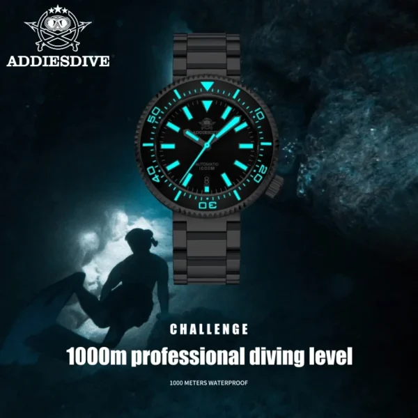Reloj automático de buceo 1000 m ADDIESDIVE | Zafiro, Acero 316L y Super-LumiNova® BGW9 - Imagen 3