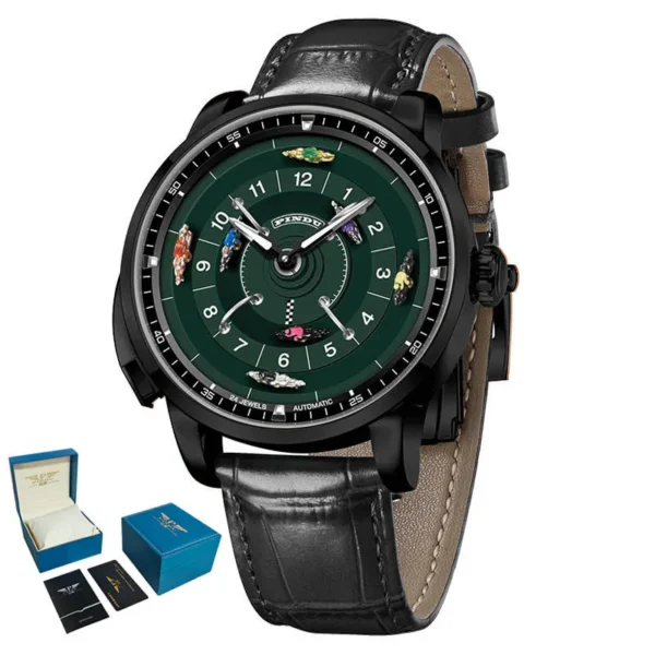 PINDU P6652 Reloj Mecánico Automático NH35A con Cristal de Zafiro, Correa de Piel Lumínica e Inspiración en Carreras de Caballos (copia) - Imagen 7