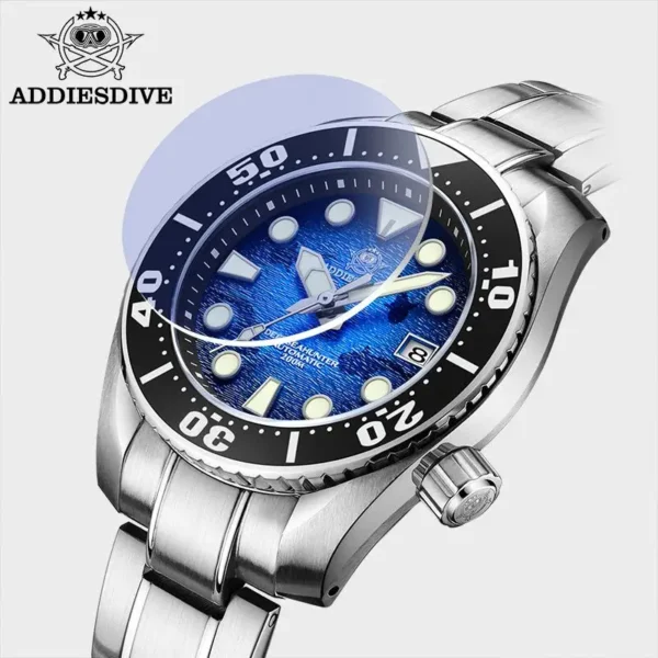 Reloj Automático de Lujo para Hombre ADDIESDIVE AD2102 – Sumergible 200 m, BGW9 Superluminiscente - Imagen 4