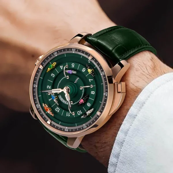 PINDU P6652 Reloj Mecánico Automático NH35A con Cristal de Zafiro, Correa de Piel Lumínica e Inspiración en Carreras de Caballos (copia) - Imagen 2
