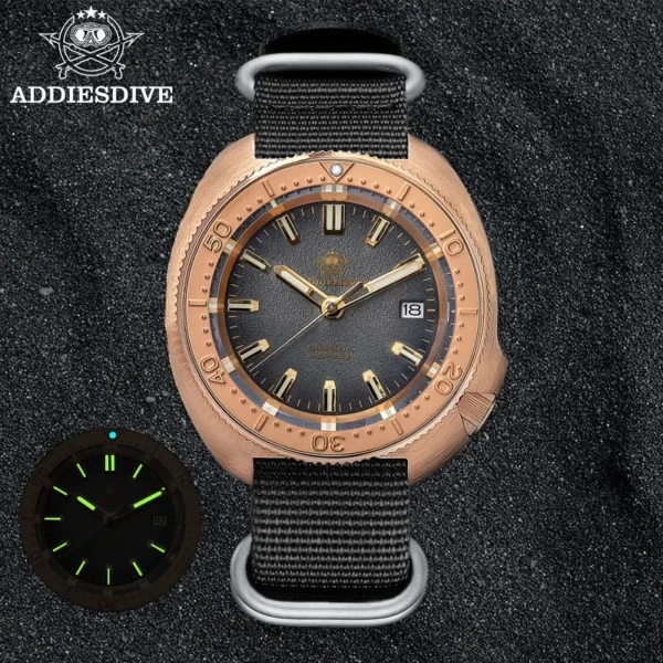 Reloj de Buceo Automático ADDIESDIVE AD2097 - Bronce CUSN8 con NH35A, Zafiro y 100 m Resistente al Agua - Imagen 3